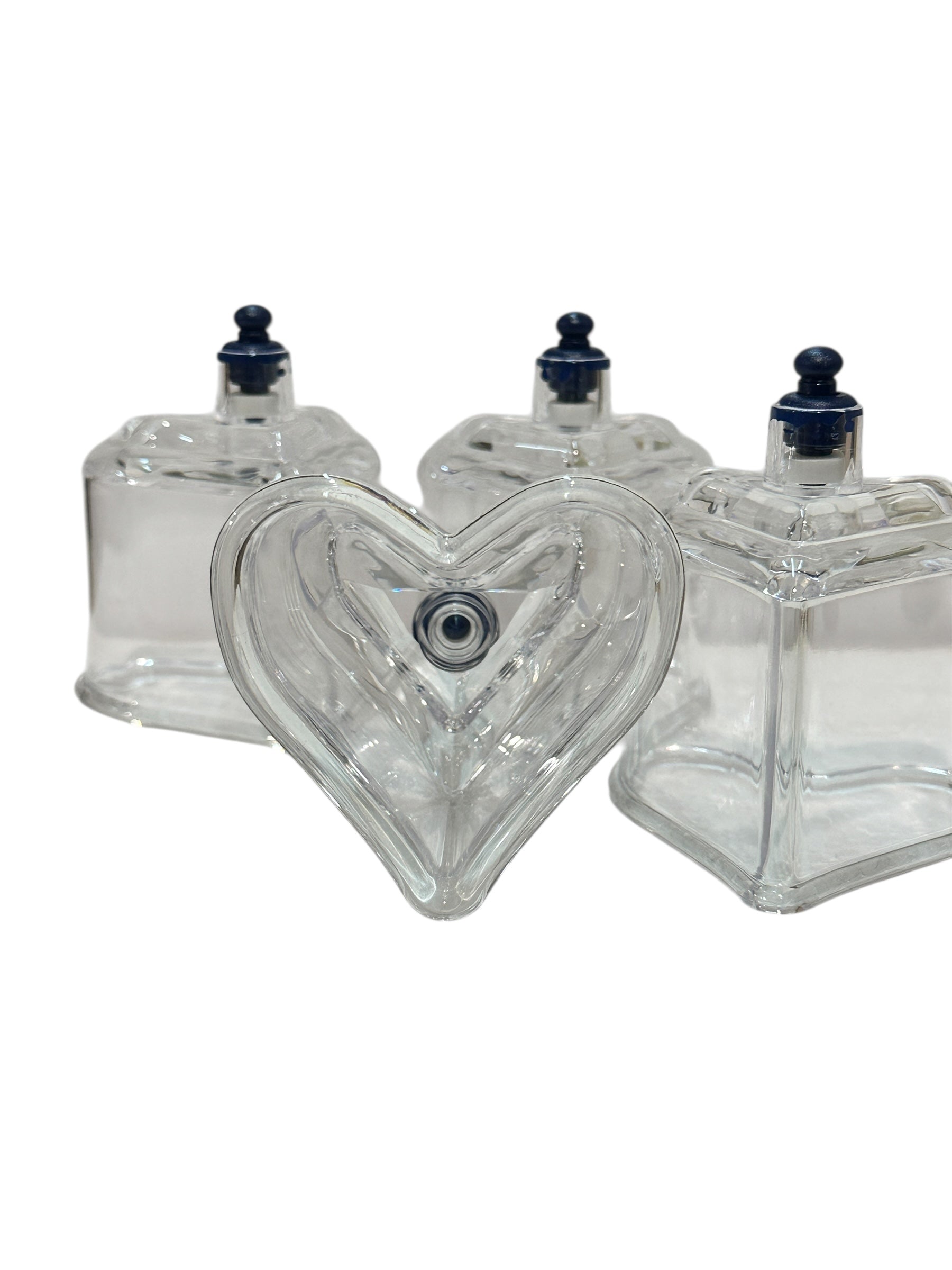 SET VENTOSAS ACRÍLICO FORMA DE CORAZÓN 4 UNIDADES