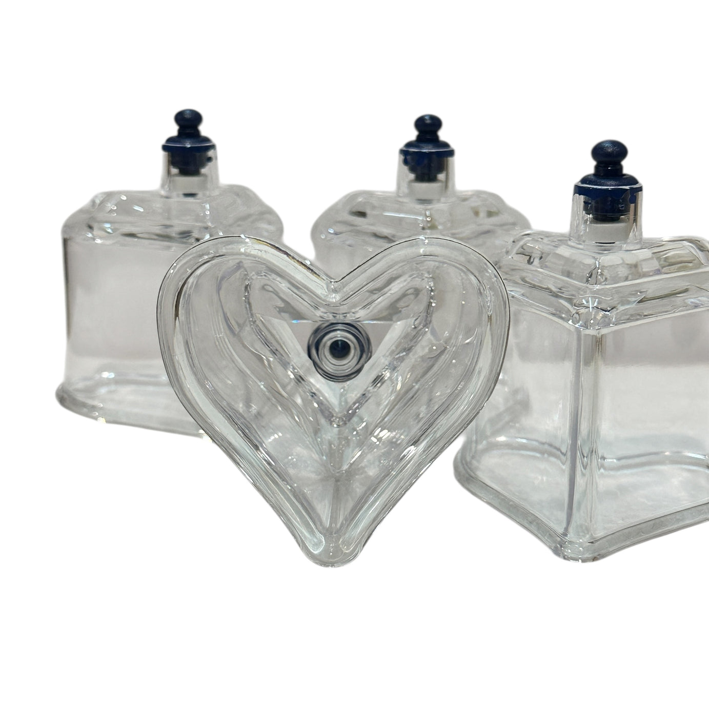 SET VENTOSAS ACRÍLICO FORMA DE CORAZÓN 4 UNIDADES