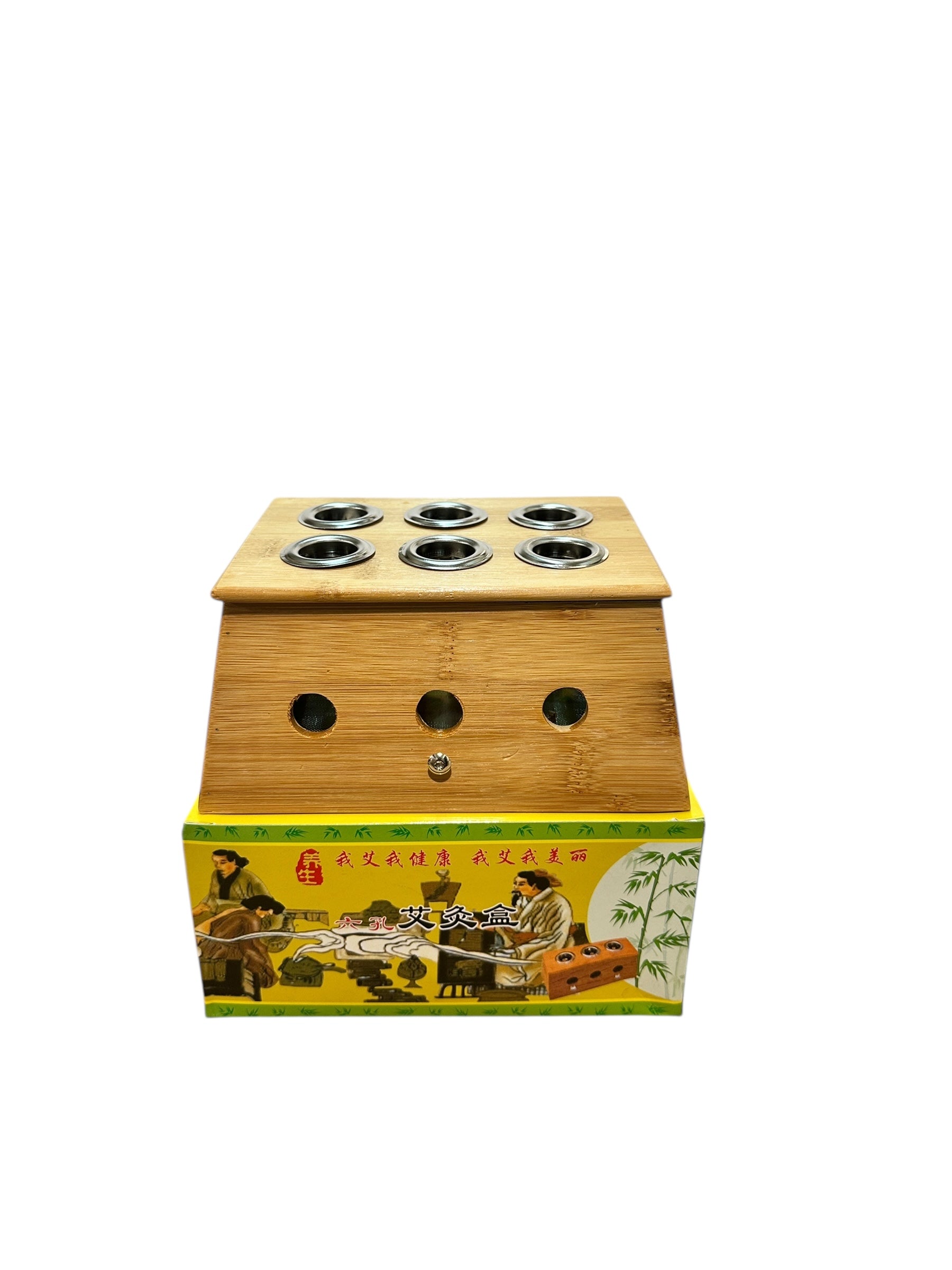 CAJA DE MADERA PARA MOXA EN PURO DE 6 ORIFICIOS