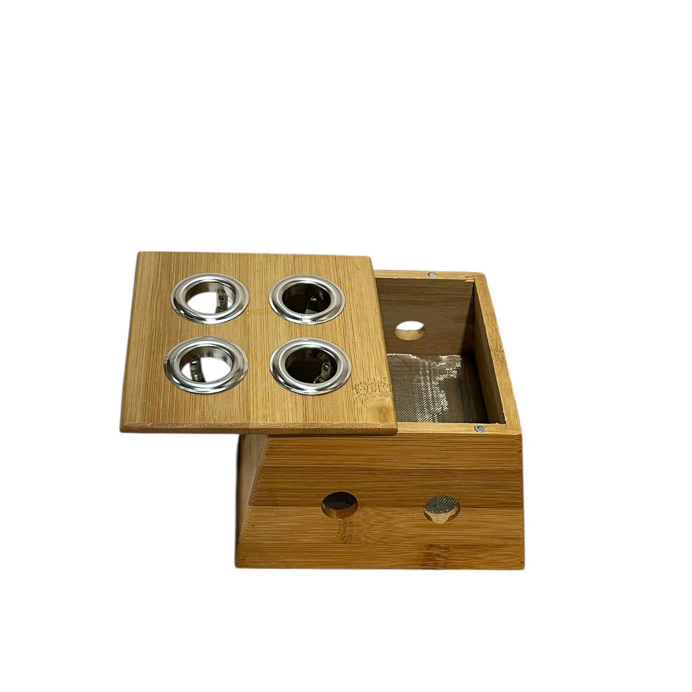CAJA DE MADERA PARA MOXA EN PURO DE 4 ORIFICIOS