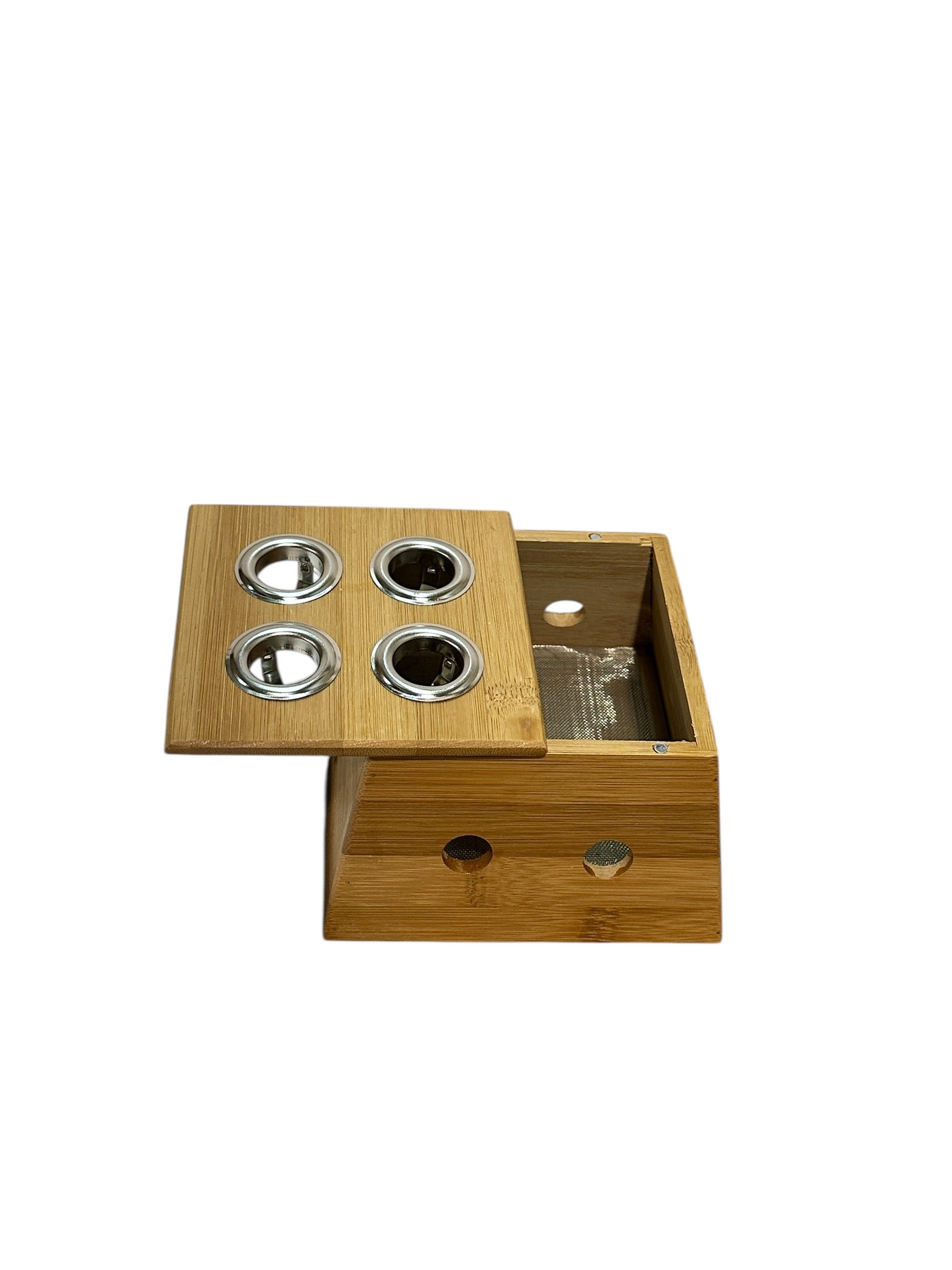 CAJA DE MADERA PARA MOXA EN PURO DE 4 ORIFICIOS