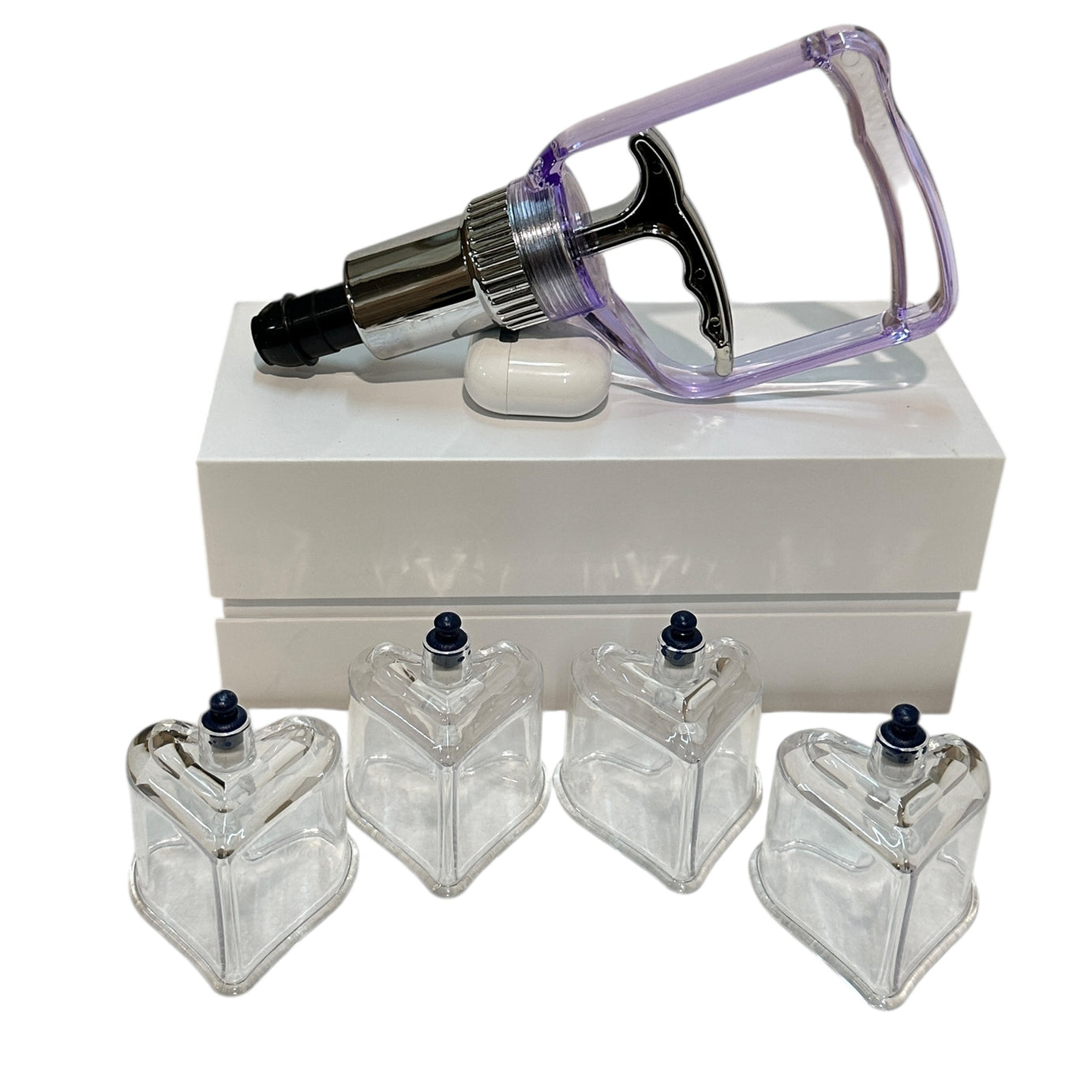 SET VENTOSAS ACRÍLICO FORMA DE CORAZÓN 4 UNIDADES