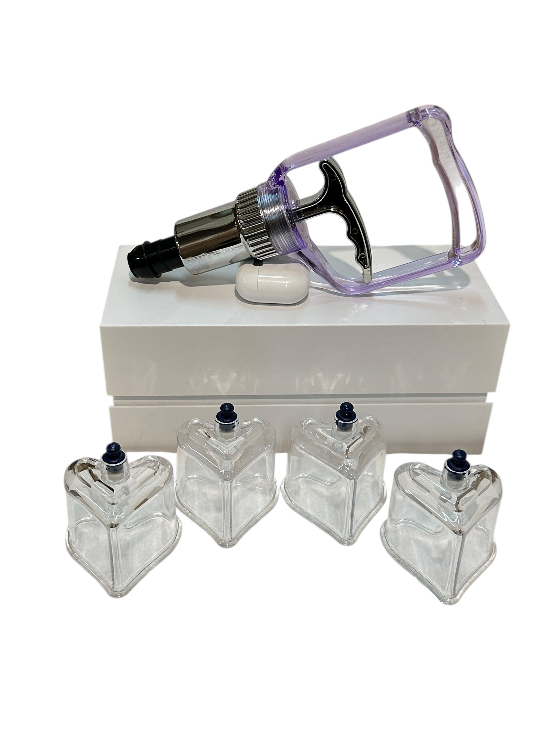 SET VENTOSAS ACRÍLICO FORMA DE CORAZÓN 4 UNIDADES