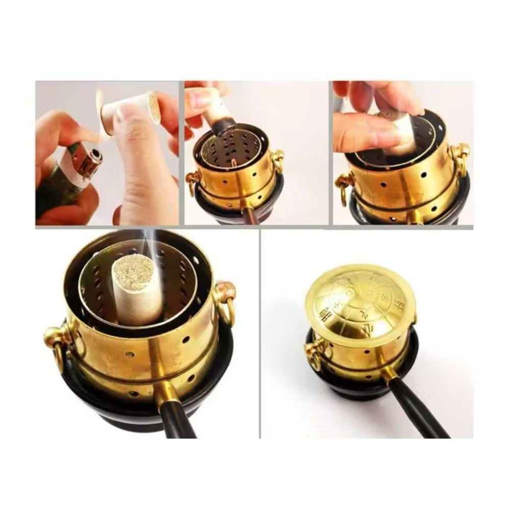 APLICADOR MOXA DE COBRE CON MANGO Y SOPORTE